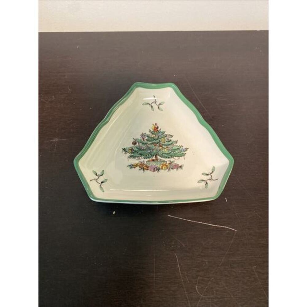 Spode Christmas tree triangle shape candy/trinket dish 5" S3324‎ K